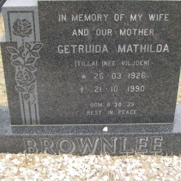 BROWNLEE Getruida Mathilda nee VILJOEN 1926-1990
