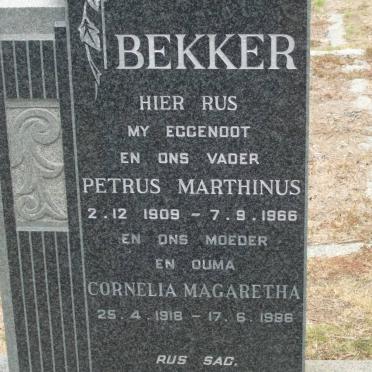 BEKKER Petrus Marthinus 1909-1966 &amp; Cornelia Margaretha 1918-1986