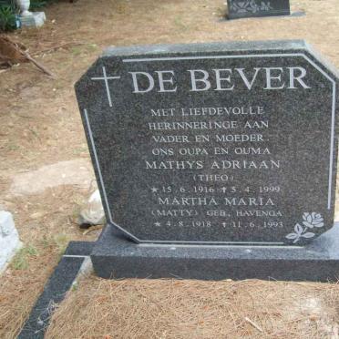 BEVER Mathys Adriaan, de 1916-1999 &amp; Martha Maria HAVENGA 1918-1993
