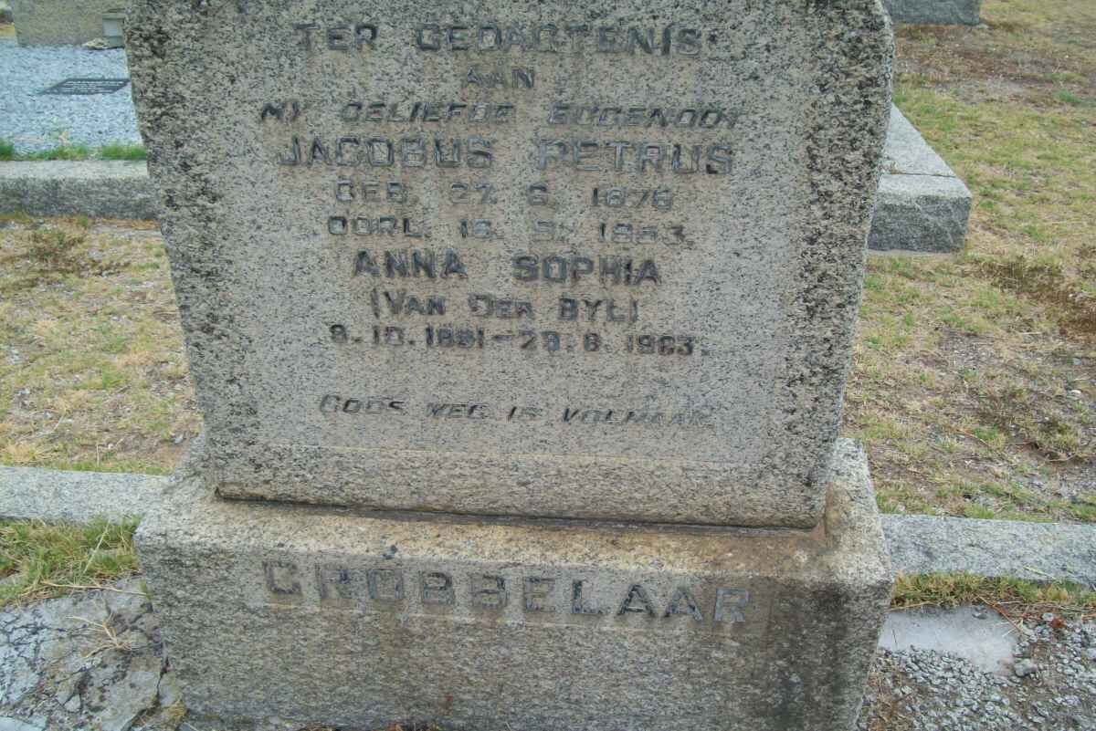 GROBBELAAR Jacobus Petrus 1876-1953 &amp; Anna Sophia VAN DER BYL 1881-1963