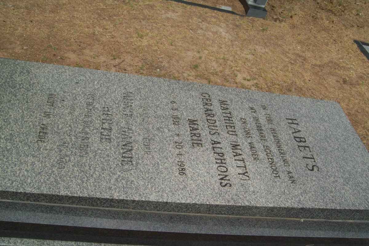 HABETS Mathieu Gerardus Alphons Marie 1932-1986 &amp; Jannie Heiltje DE KRIEK 19??-2003