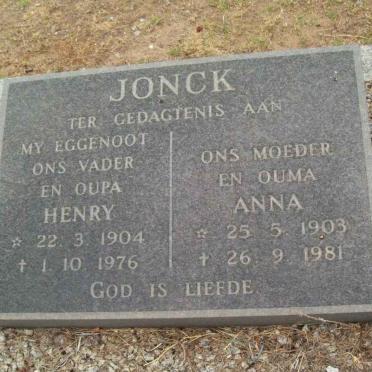 JONCK Henry 1904-1976 &amp; Anna 1903-1981
