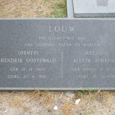 LOUW Hendrik Oostewald 1910-1981 &amp; Aletta Johanna HEYNS 1915-1981