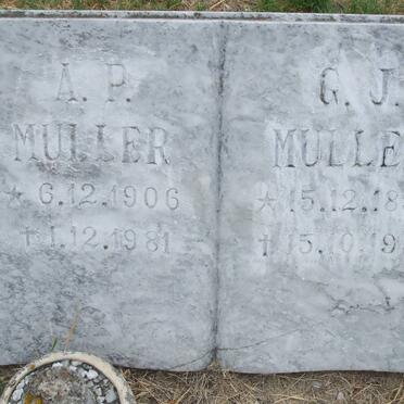 MULLER G.J. 1897-1983 &amp; A.P. 1906-1981