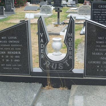 RUST Jan Hendrik 1915-1983 &amp; Maria Alettha DE VILLIERS 1919-2001