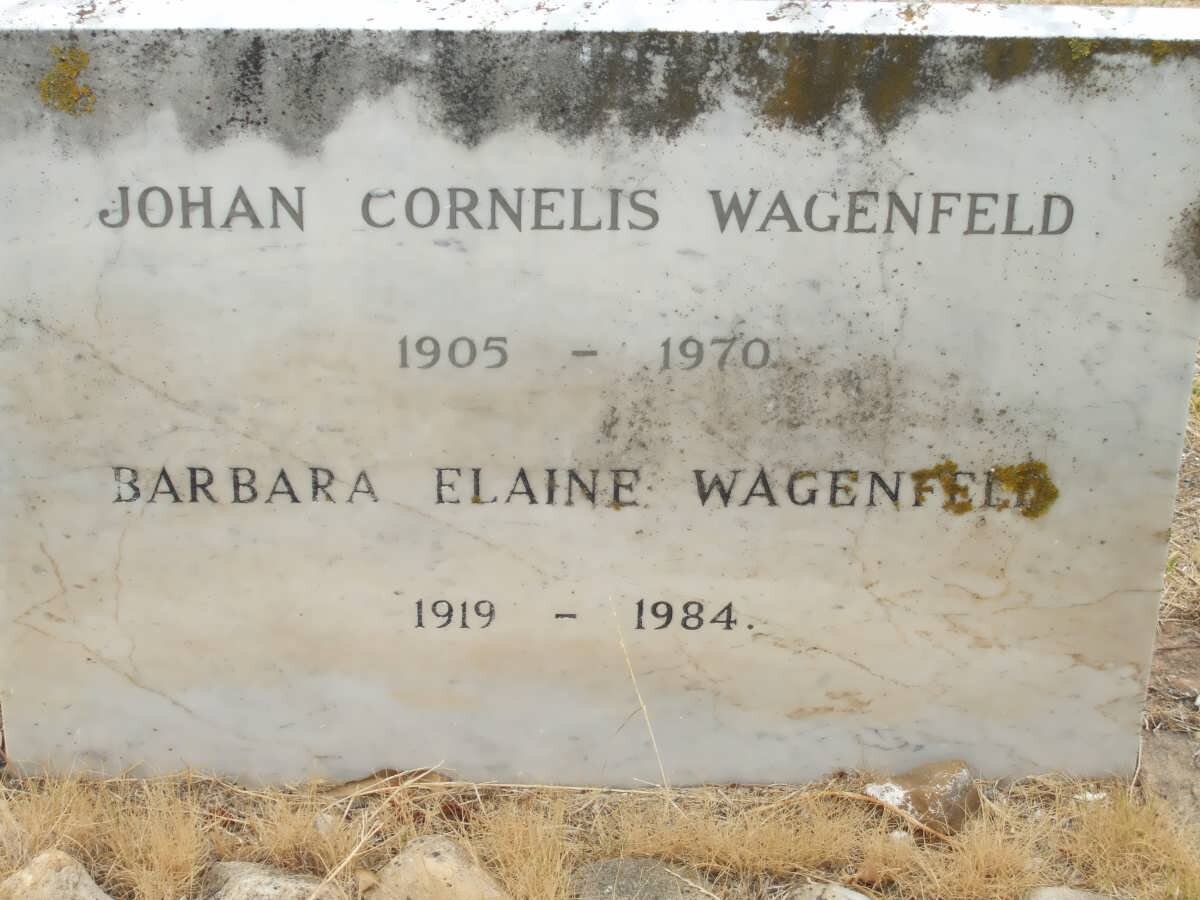 WAGENFELD Johan Cornelis 1905-1970 &amp; Barbara Elaine 1919-1984