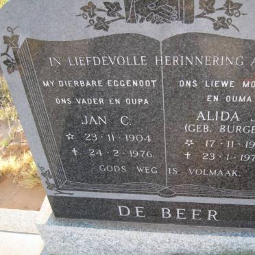 BEER Jan C., de 1904-1976 &amp; Alida J. BURGER 1918-1979