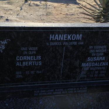 HANEKOM Cornelis Albertus 1941-  &amp; Susara Magdalena GELDENHUYS 1944-2005