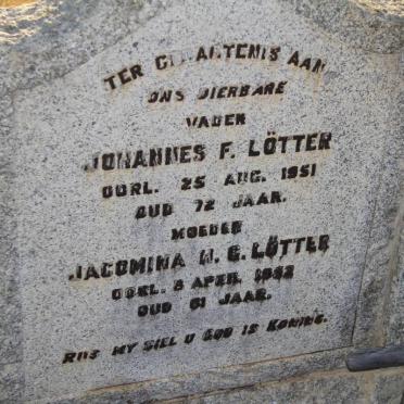 LOTTER Johannes -1951 Jacomina H.G. -1952