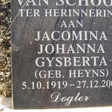 SCHOOR Jacomina Johanna Gysberta, van nee HEYNS 1919-2006