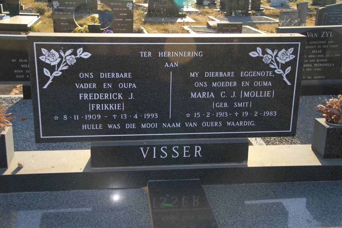 VISSER Frederick J. 1909-1993 &amp; Maria C.J. SMIT 1913-1983