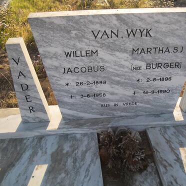 WYK Willem Jacobus, van 1889-1958 &amp; Martha S.J. BURGER 1896-1990