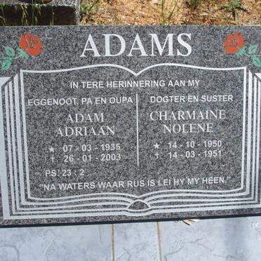 ADAMS Adam Adriaan 1935-2003 :: ADAMS Charmaine Nolene 1950-1951