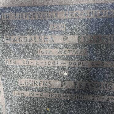 ERASMUS Lourens P. 1878-1948 &amp; Magdalena P. RETIEF 1881-1943