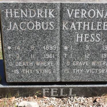 FELL Hendrik Jacobus 1899-1961 &amp; Verona Kathleen HESS 1902-1989