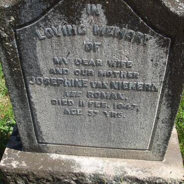 NIEKERK Josephine, van nee ROMAN -1947