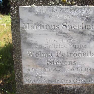 SPEELMAN Marthinus :: STEVENS Welma Petronella 1954-1994