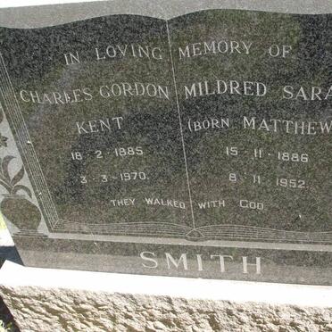 SMITH Charles Gordon Kent 1885-1970 &amp; Mildred Sarah MATTHEWS 1886-1952
