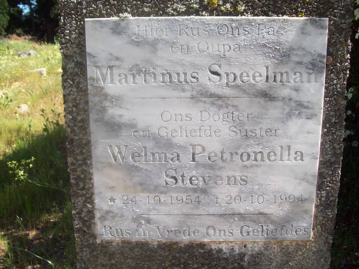 SPEELMAN Marthinus :: STEVENS Welma Petronella 1954-1994