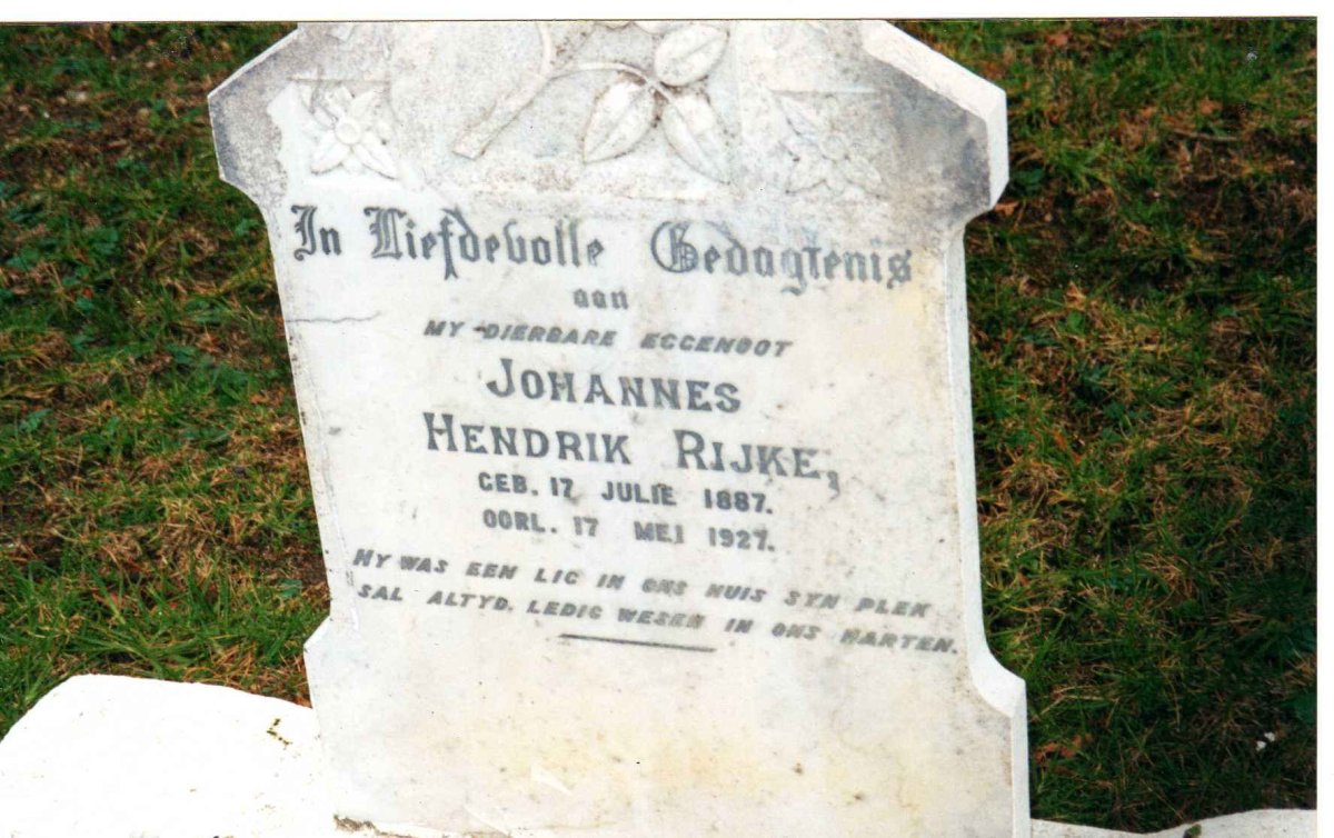 RIJKE Johannes Hendrik 1887-1927