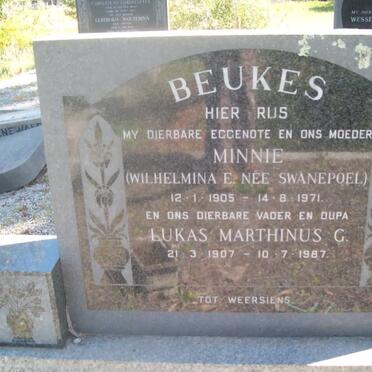 BEUKES Lukas Marthinus G. 1907-1987 &amp; Wilhelmina E. SWANEPOEL 1905-1971