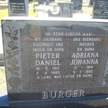 BURGER Pieter Daniël 1912-1985 &amp; Adriana Johanna 1914-1992