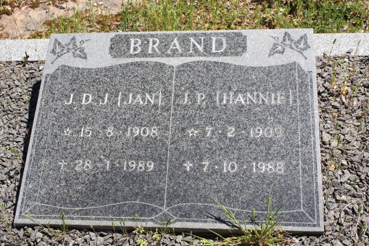 BRAND J.D.J. 1908-1989 &amp; J.P. 1909-1988