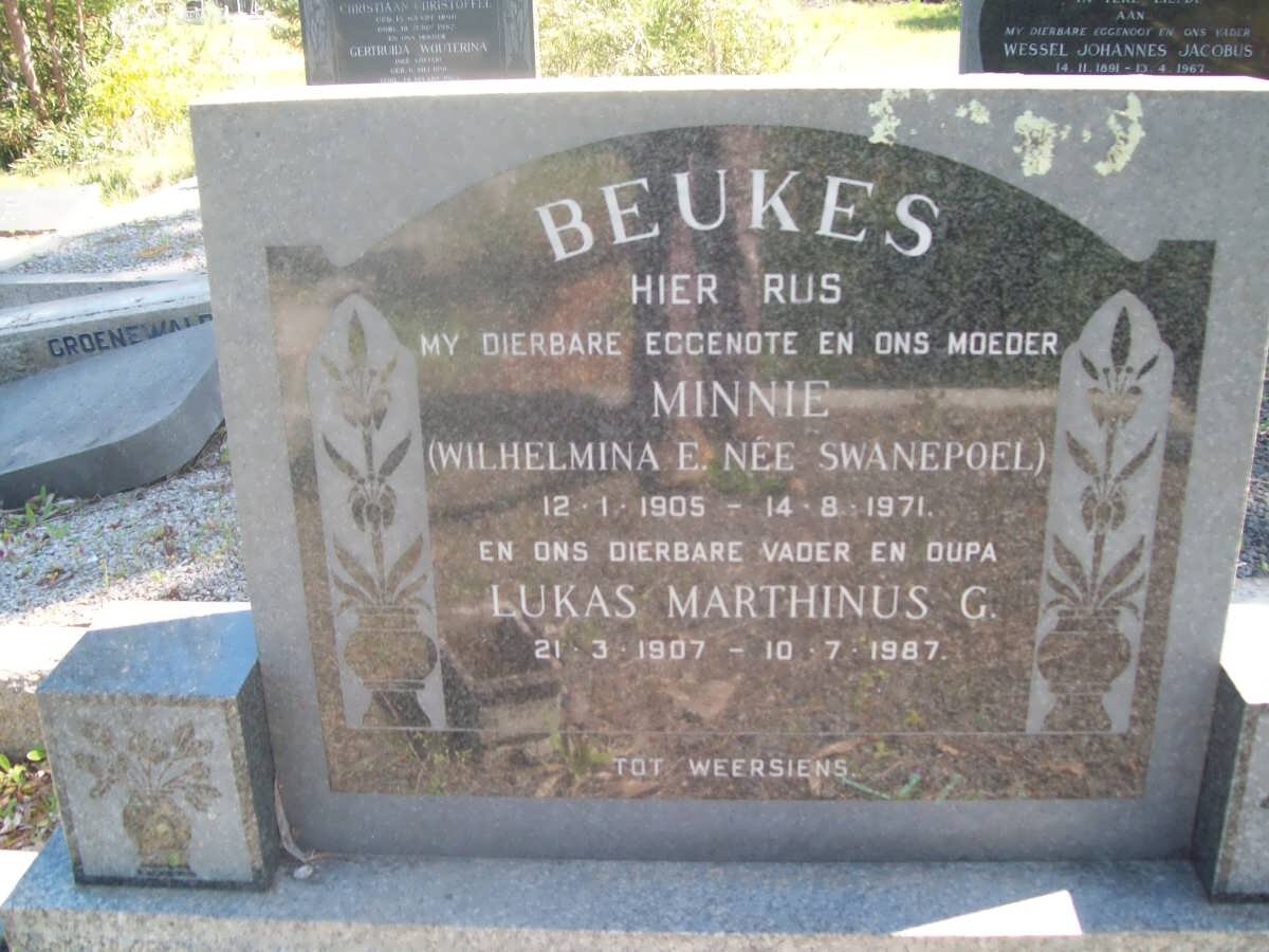 BEUKES Lukas Marthinus G. 1907-1987 &amp; Wilhelmina E. SWANEPOEL 1905-1971
