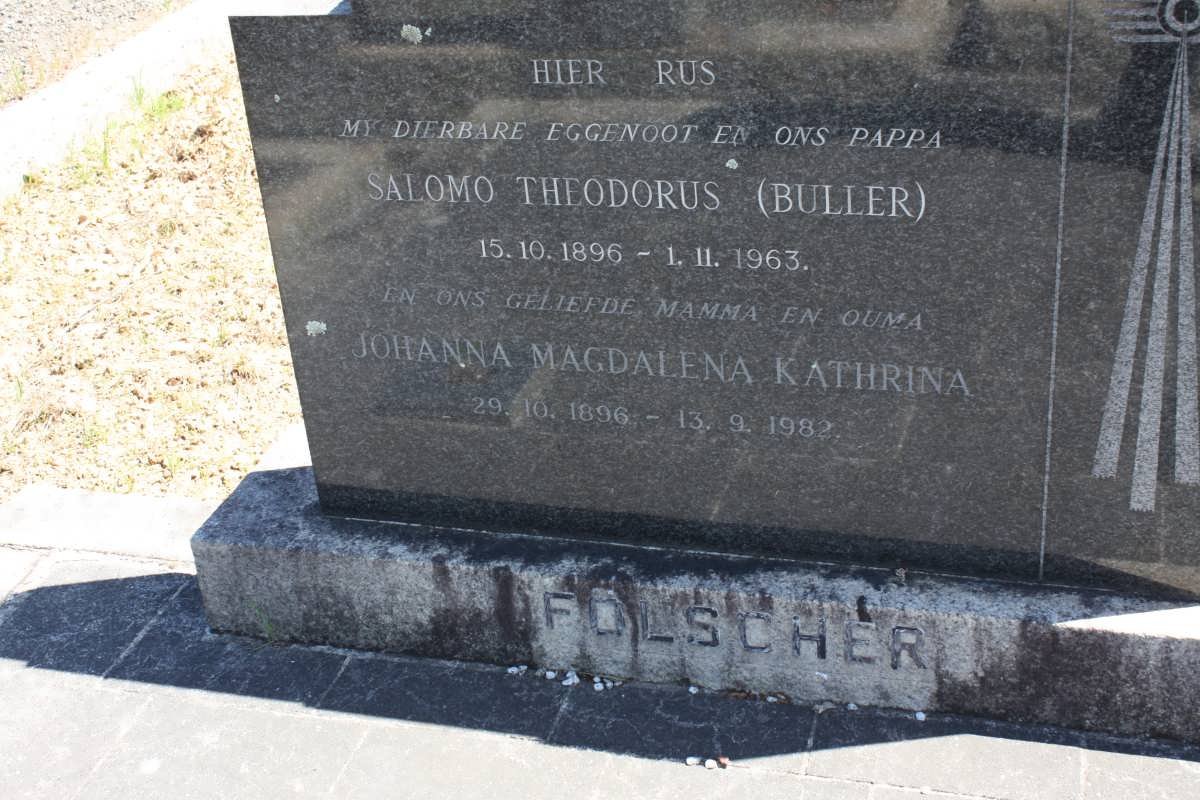 FOLSCHER Salomo Theodorus 1896-1963 &amp; Johanna Magdalena Kathrina 1896-1982