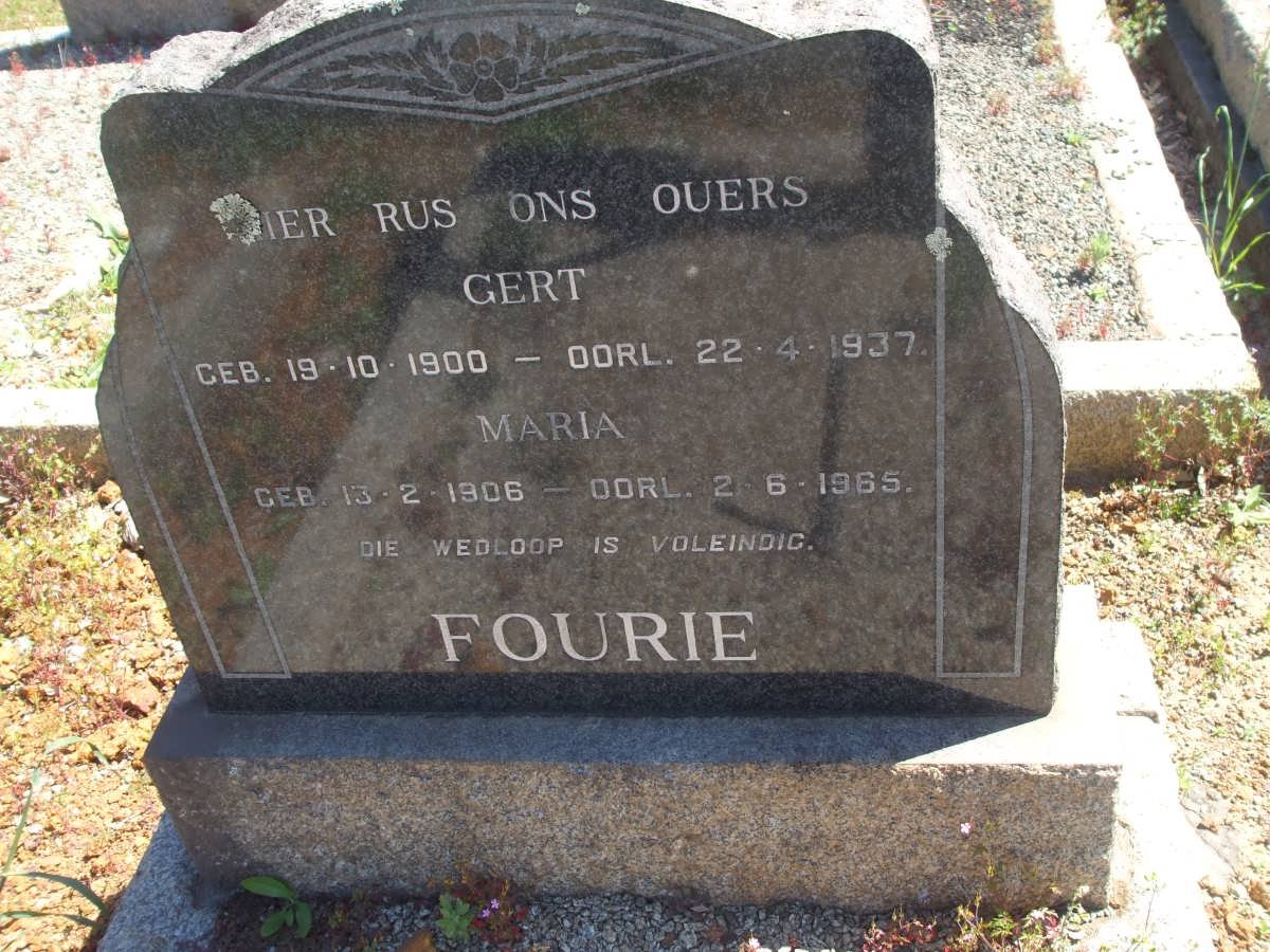 FOURIE Gert 1900-1937 &amp; Maria 1906-1965