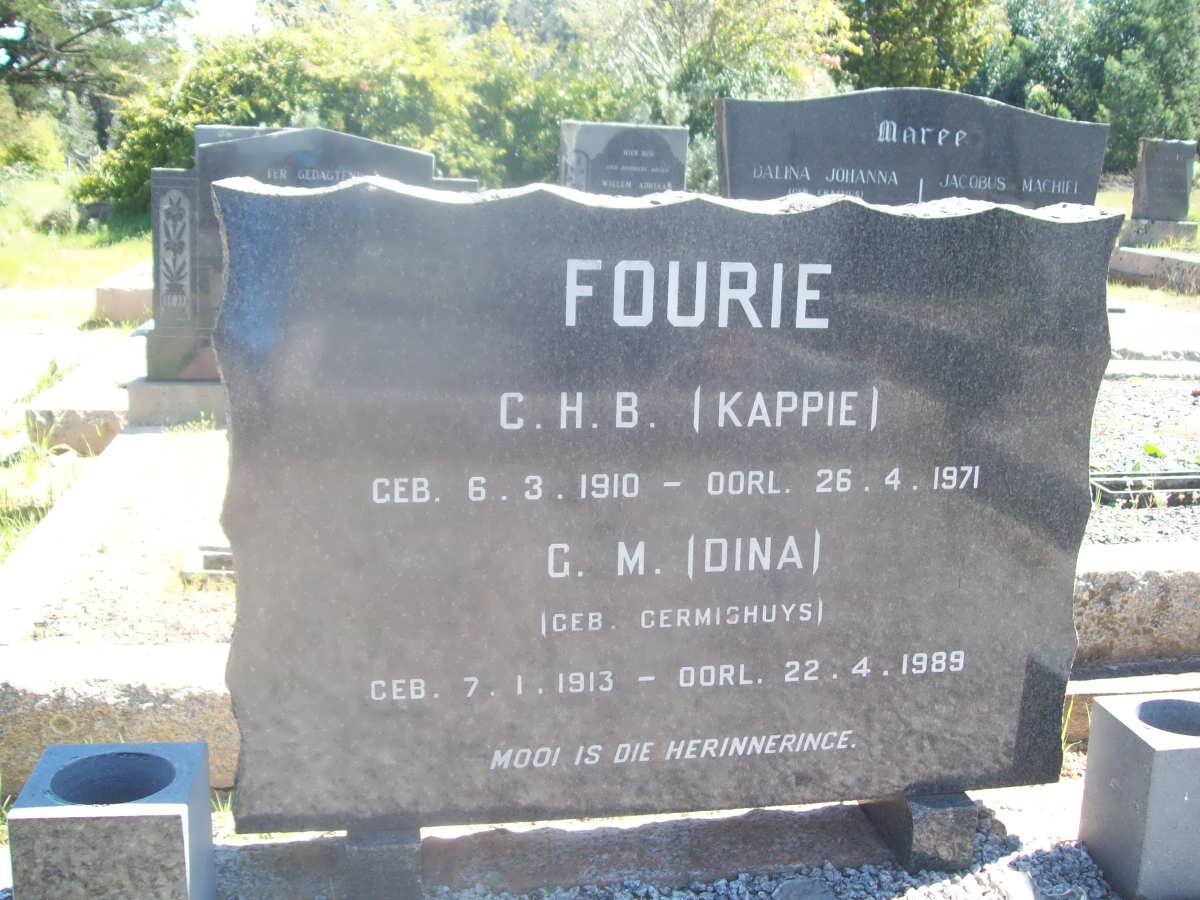FOURIE C.H.B. 1910-1971 &amp; G.M. GERMISHUYS 1913-1989
