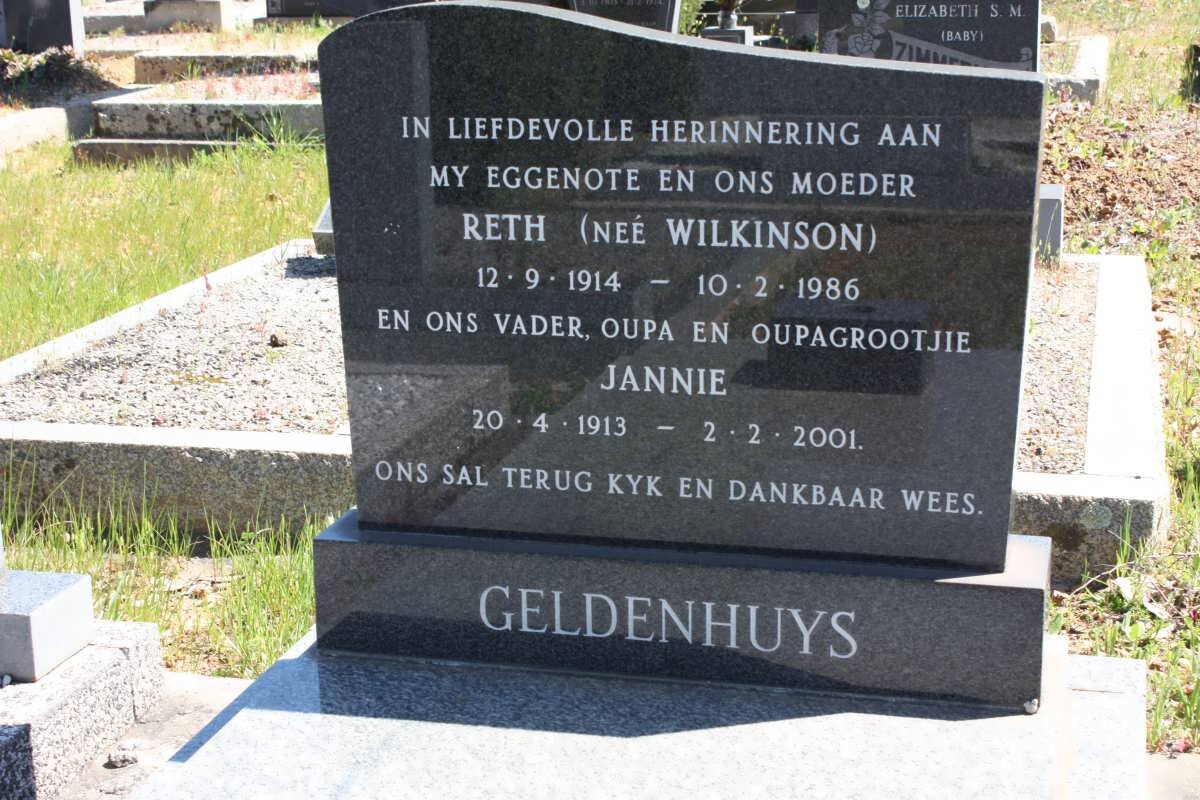 GELDENHUYS Jannie 1913-2001 &amp; Reth WILKINSON 1914-1986