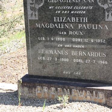 GROENEWALD Hermanus Bernardus 1900-1966 &amp; Elizabeth Magdalena Paulina ROUX 1900-1952