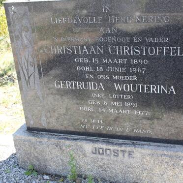 JOOSTE Christiaan Christoffel 1890-1967 &amp; Gertruida Wouterina LÖTTER 1891-1977