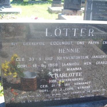 LÖTTER Hennie 1912-1969 &amp; Charlotte STERRENBERG 1911-2006