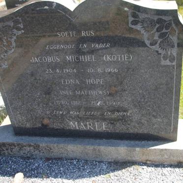 MAREE Jacobus Michiel 1904-1966 :: MATTHEWS Edna Hope 1912-1990
