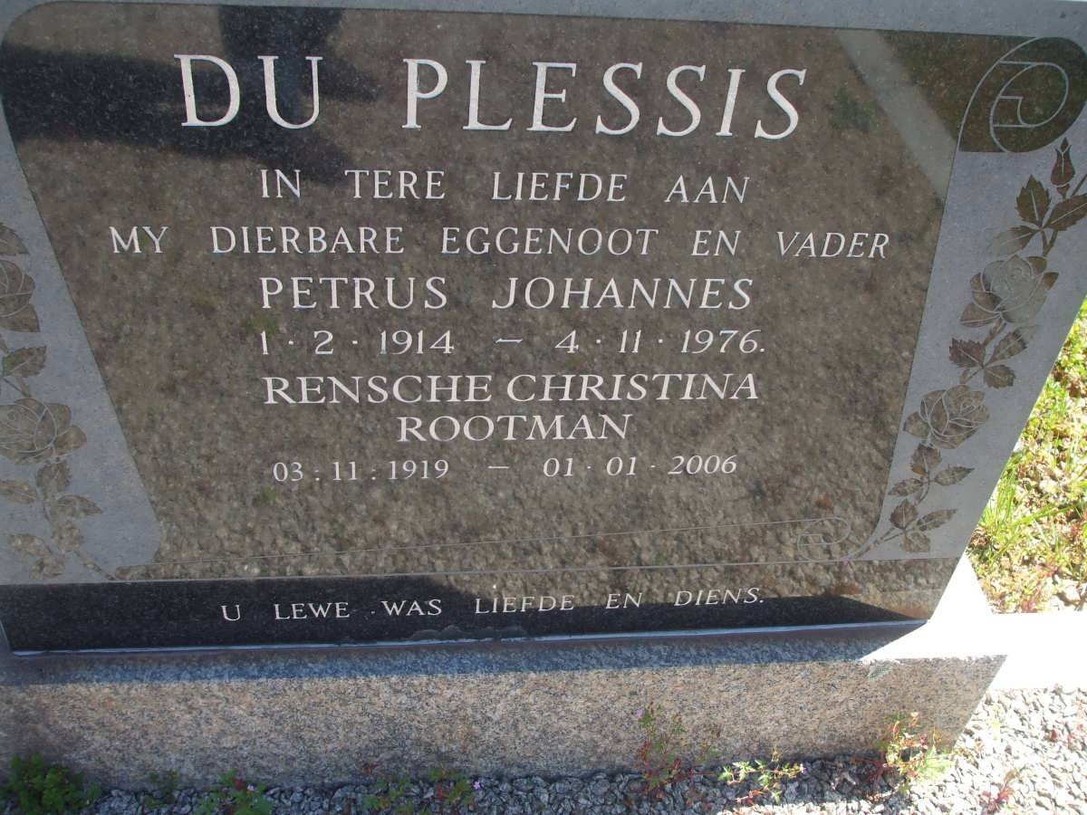 PLESSIS Petrus Johannes, du 1914-1976 &amp; Rensche Christina Rootman 1919-2006