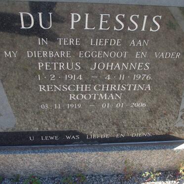PLESSIS Petrus Johannes, du 1914-1976 &amp; Rensche Christina Rootman 1919-2006