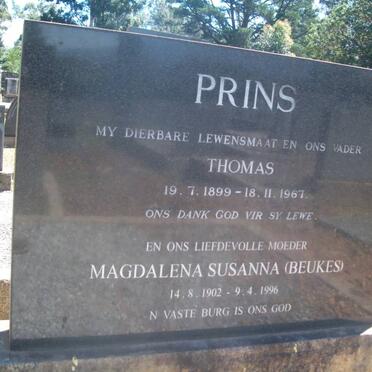 PRINS Thomas 1899-1967 &amp; Magdalena Susanna BEUKES 1902-1996