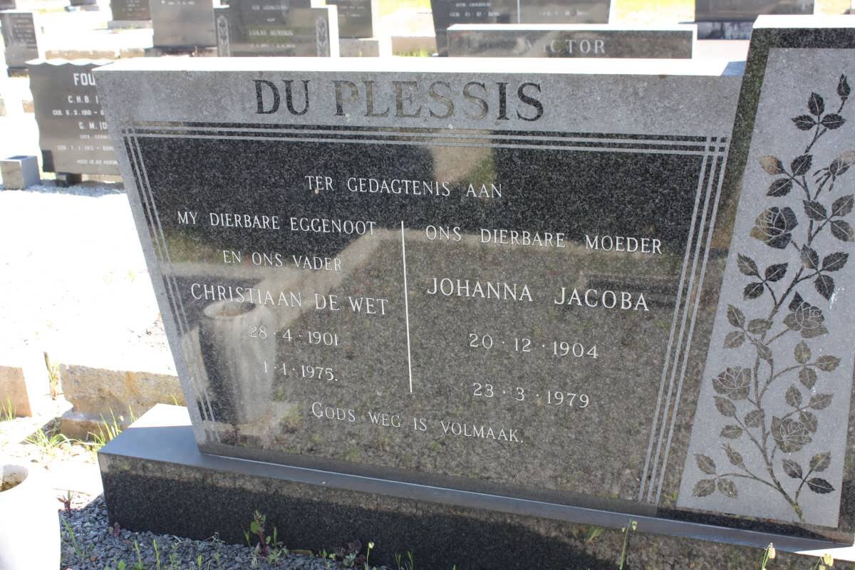 PLESSIS Christiaan De Wet, du 1901-1975 &amp; Johanna Jacoba 1904-1979