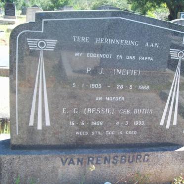 RENSBURG P.J., van 1905-1968 &amp; E.J. BOTHA 1907-1993