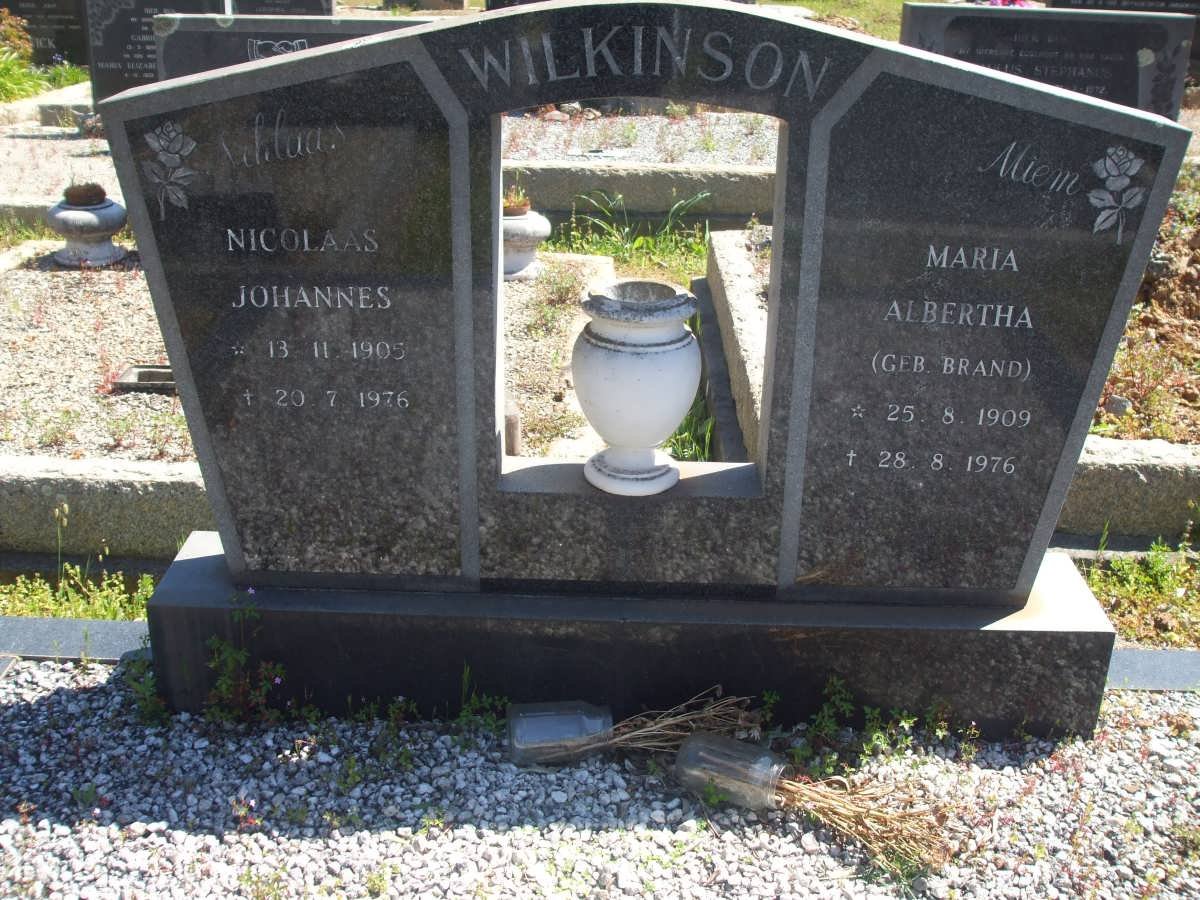 WILKINSON Nicholaas Johannes 1905-1978 :: BRAND Maria Albertha 1909-1976