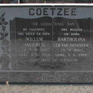 COETZEE Willem Jacobus 1905-1978 &amp; Bartholina VAN DEVENTER 1905-1988