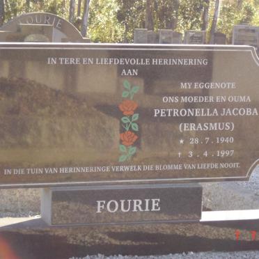FOURIE Petronella Jacoba nee ERASMUS 1940-1997