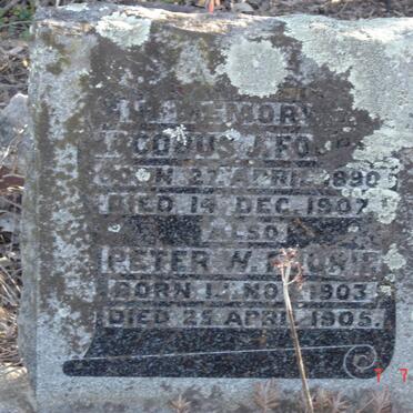 FOURIE Jacobus J. 1890-1907 :: FOURIE Peter W. 1903-1905
