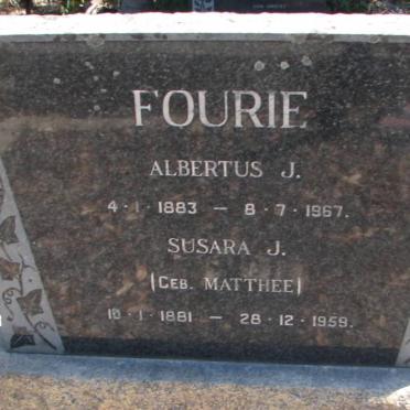 FOURIE Albertus J. 1883-1967 &amp; Susara J. MATTHEE 1881-1959