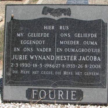 FOURIE Jurie Wynand 1930-1986 &amp; Hester Jacoba 1933-2008