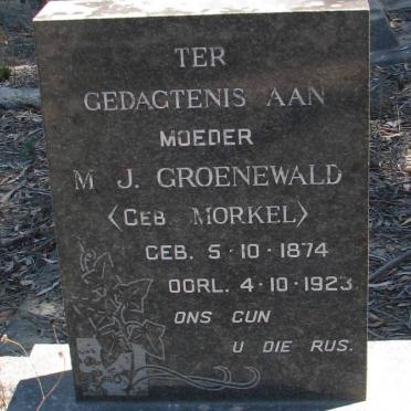 GROENEWALD M.J. nee MORKEL 1874-1923
