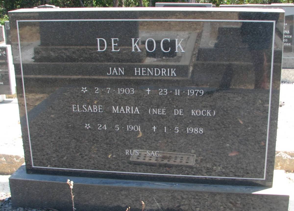 KOCK Jan Hendrik, de 1903-1979 &amp; Elsabe Maria DE KOCK 1901-1988