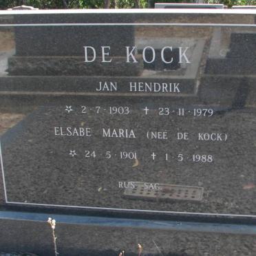 KOCK Jan Hendrik, de 1903-1979 &amp; Elsabe Maria DE KOCK 1901-1988